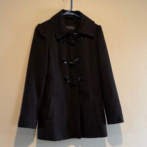 GUESS Women's Elegant Black Pea Coat